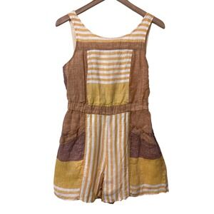 Ethuwa by Anthropologie Striped  Romper Yellow‎ Brown Casual Lightweight Boho 2